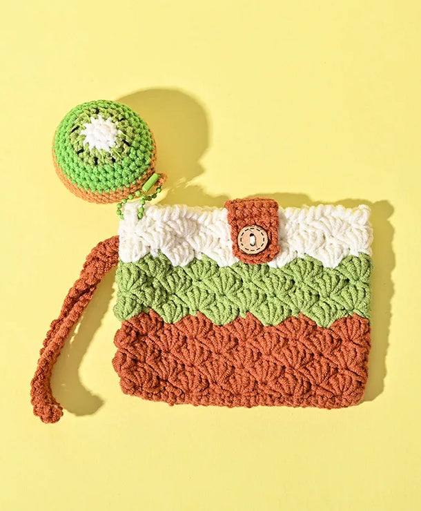 Monedero de estambre tejido a crochet con estampado de frutas, unisex - imagen 13
