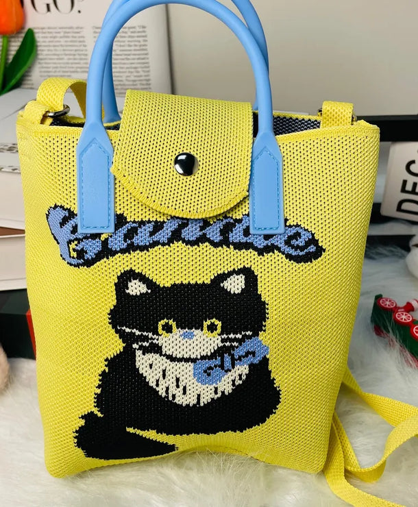 Bolso cruzado tejido con estampado de letras y flores para mujer - imagen 11