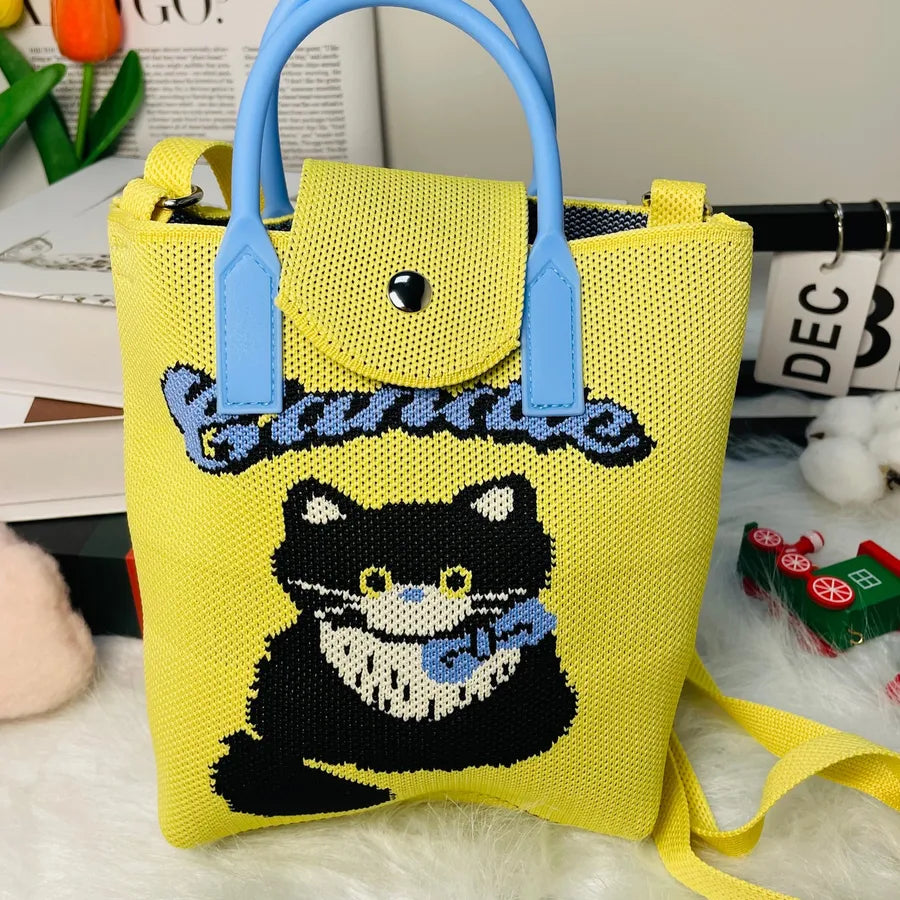 Bolso cruzado tejido con estampado de letras y flores para mujer - imagen 11