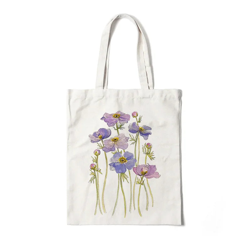 Bolso de lona con estampado de flores para mujer, diseño abierto - imagen 19
