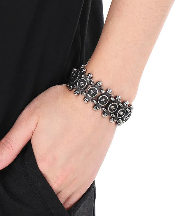 Pulsera de cadena en acero 304 con dije de calavera, hip-hop rock - imagen 8
