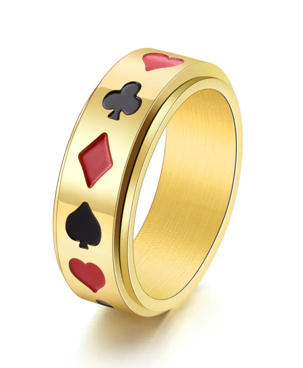Anillos de acero de titanio para hombre con diseño de póker - imagen 8