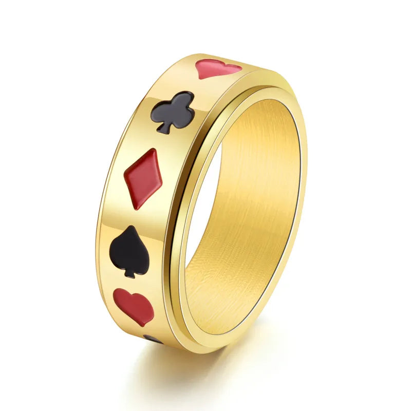 Anillos de acero de titanio para hombre con diseño de póker - imagen 8