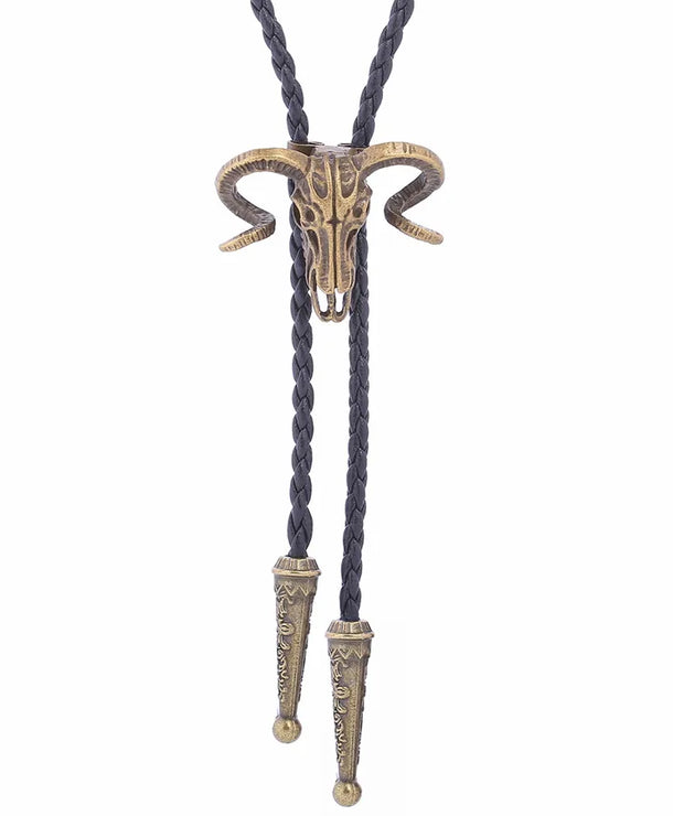 Corbata bolo de aleación con cordón de piel y dijes de estrella y calavera - imagen 43