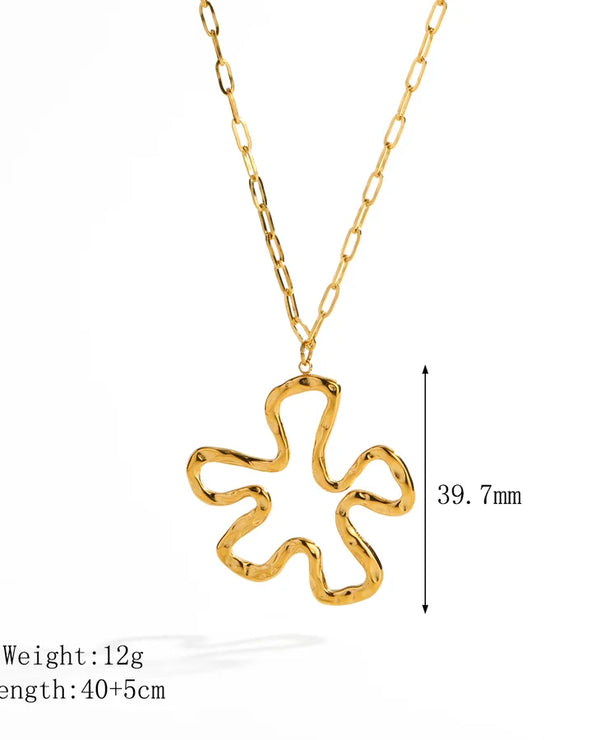 Collar de acero 304 con baño de oro 14K y diseño de flor y mariposa - imagen 8