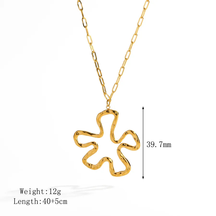 Collar de acero 304 con baño de oro 14K y diseño de flor y mariposa - imagen 8