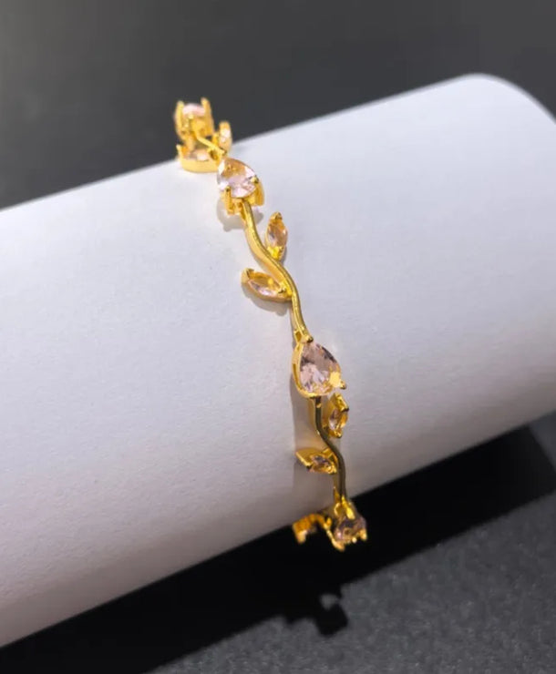 Pulsera de acero 304 con baño de oro 18K y diseño de hojas para mujer - imagen 11