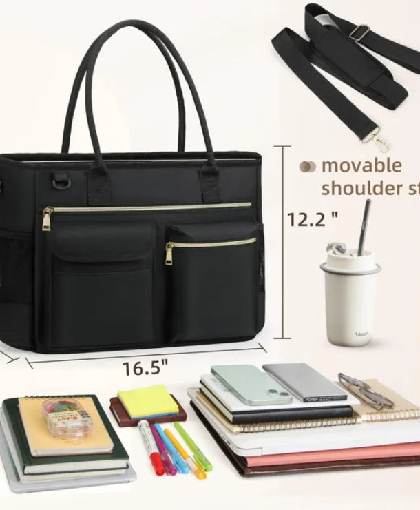 Bolso para laptop de cuadros en poliéster para mujer con asa superior - imagen 5