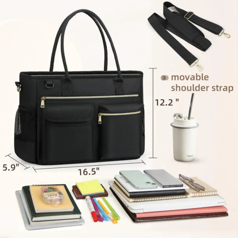 Bolso para laptop de cuadros en poliéster para mujer con asa superior - imagen 5