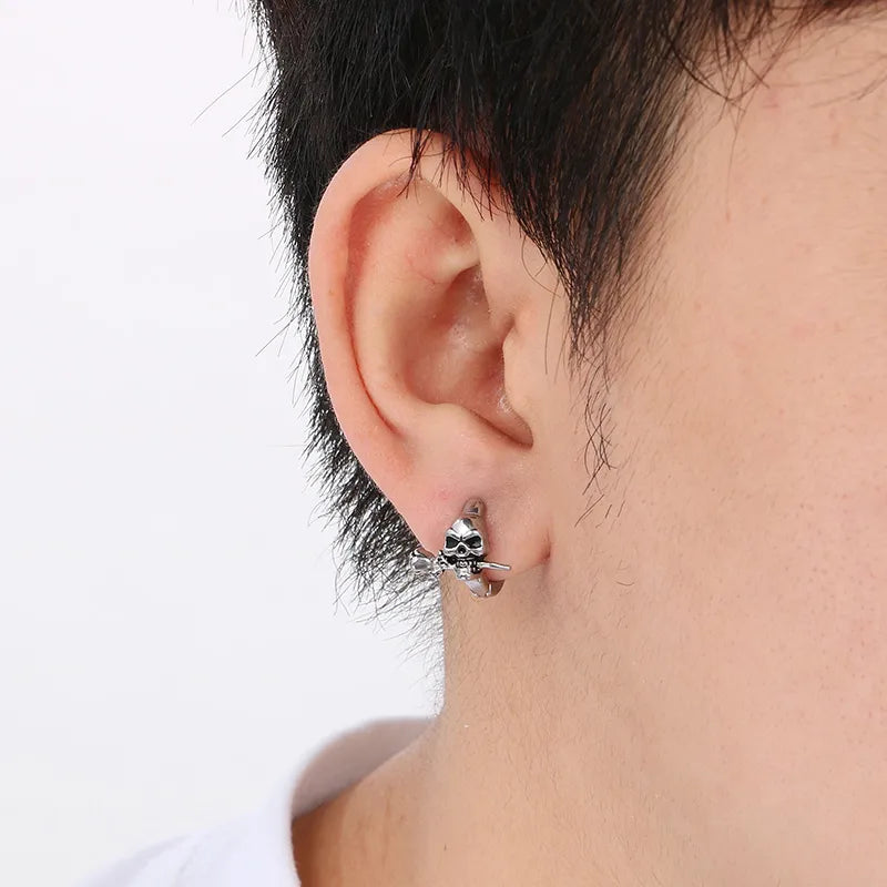 Aretes de acero 304 con dije de calavera e incrustación de circonia - imagen 8