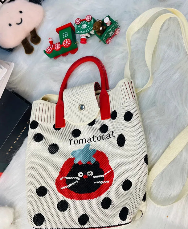 Bolso cruzado tejido con estampado de letras y flores para mujer - imagen 13