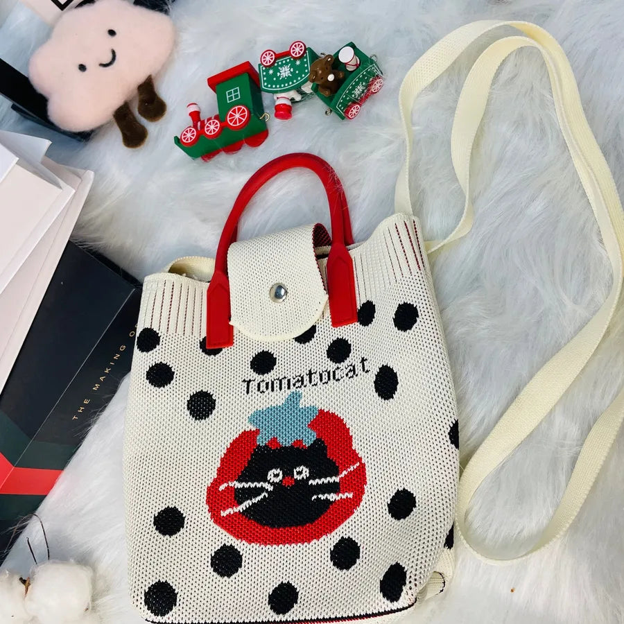 Bolso cruzado tejido con estampado de letras y flores para mujer - imagen 13