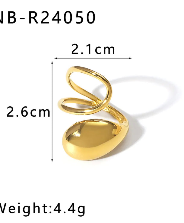 Anillo ajustable de acero 304 con diseño geométrico de gotas de agua - imagen 14