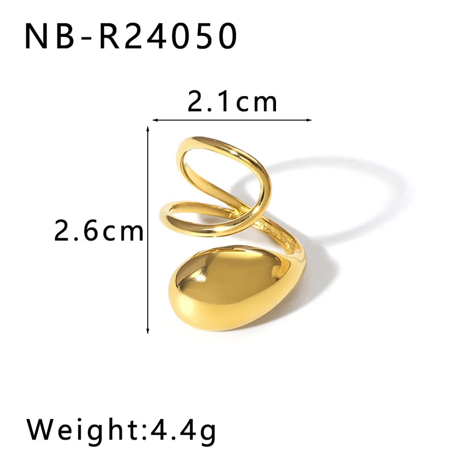 Anillo ajustable de acero 304 con diseño geométrico de gotas de agua - imagen 14