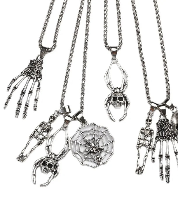 Collar con dije de calavera de acero de titanio, estilo punk unisex - imagen 5