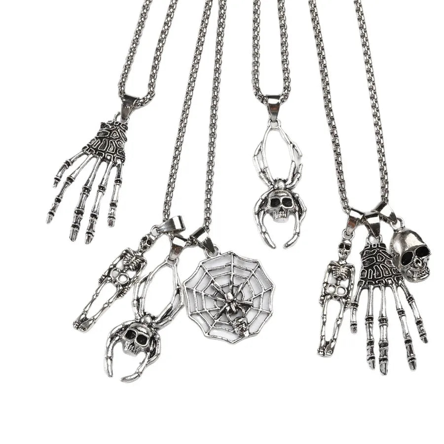Collar con dije de calavera de acero de titanio, estilo punk unisex - imagen 5