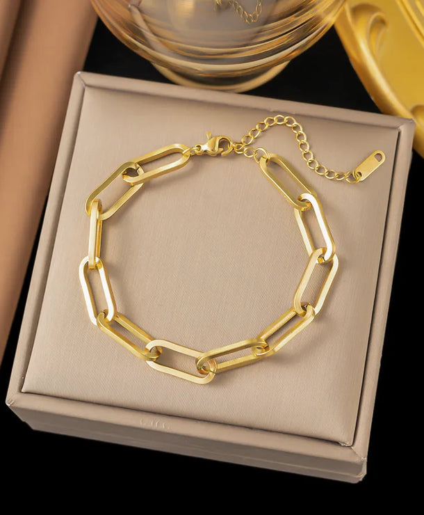 Pulsera de corazones con cadena cubana en acero 304 y baño de oro 18K - imagen 10