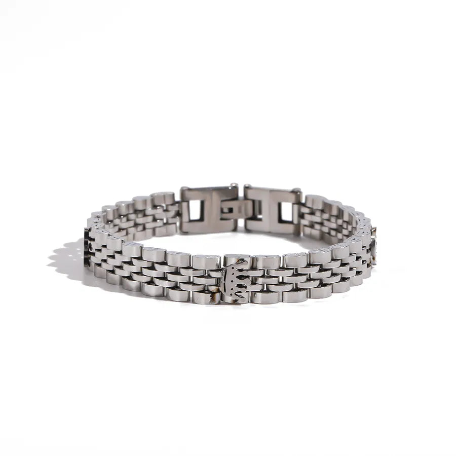 Brazalete de corona para hombre en acero 201 con cadena tipo reloj - imagen 5