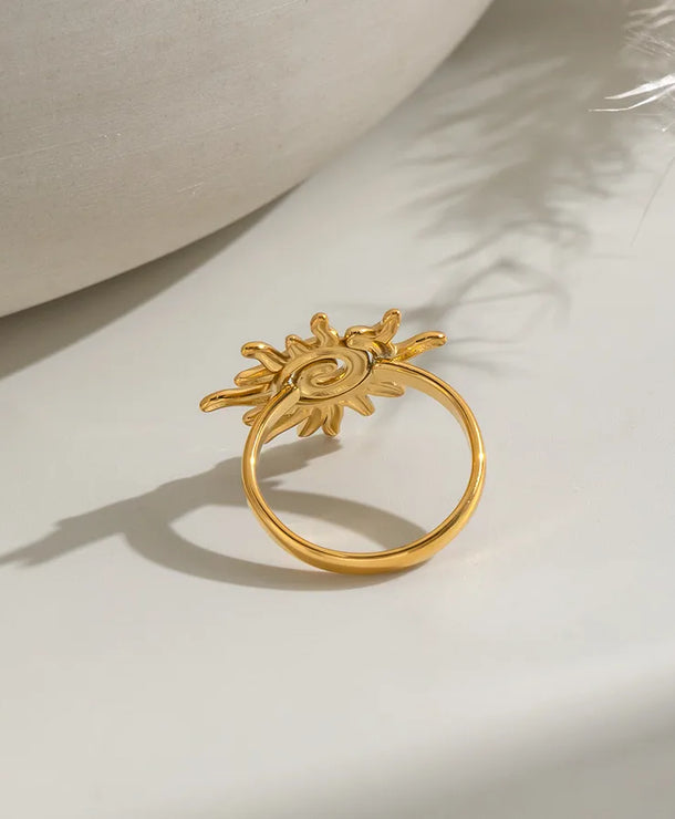 Anillo de acero inoxidable 304 con diseño de sol, hipoalergénico - imagen 2