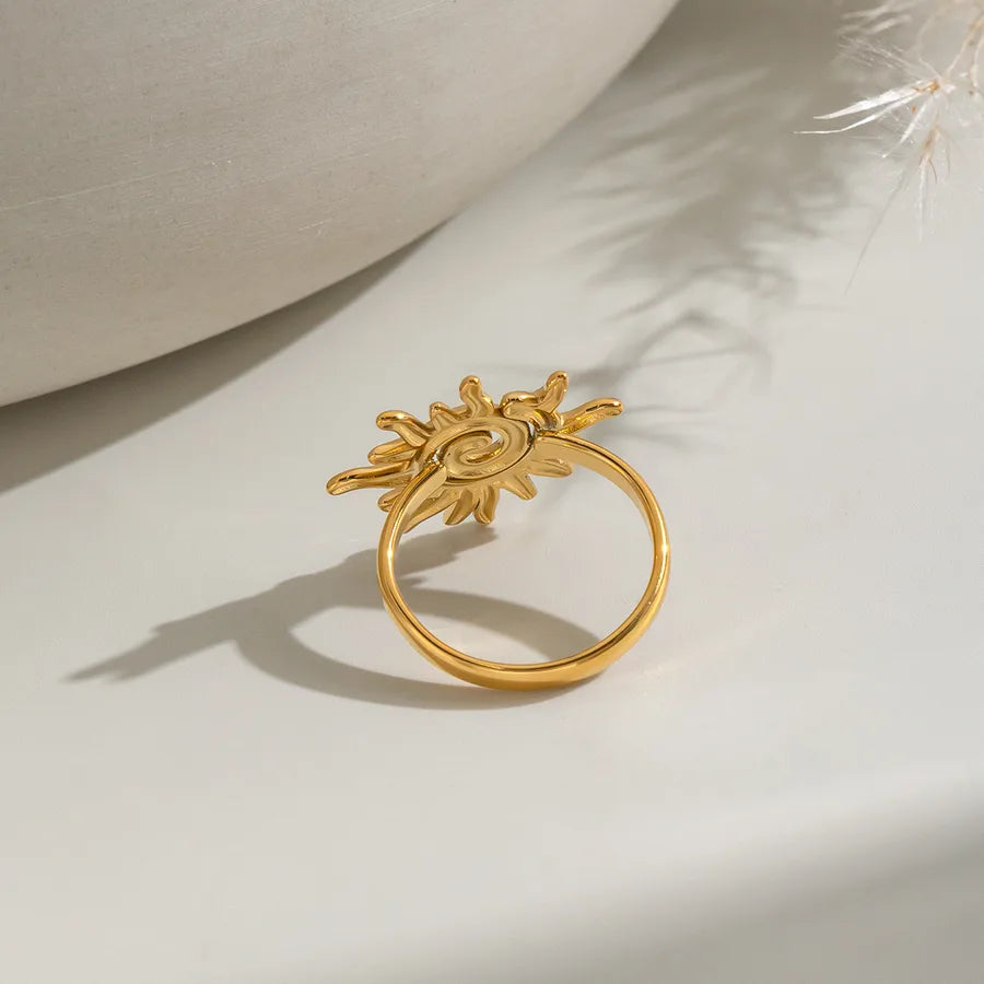 Anillo de acero inoxidable 304 con diseño de sol, hipoalergénico - imagen 2
