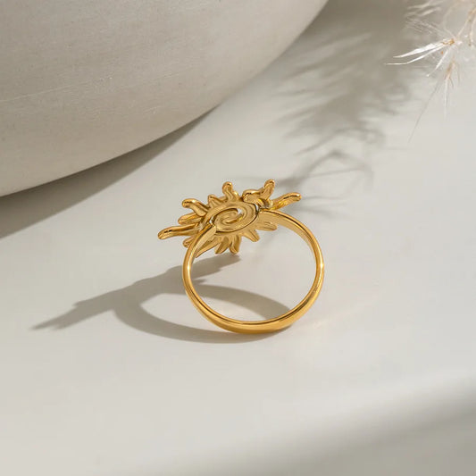 Anillo de acero inoxidable 304 con diseño de sol, hipoalergénico - imagen 2