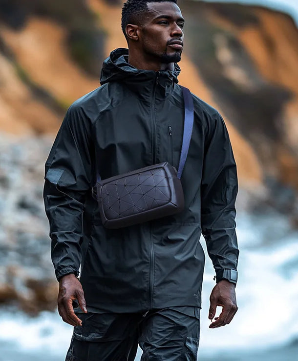 Bolso cruzado de tela Oxford para hombre con detalle de costura - imagen 2