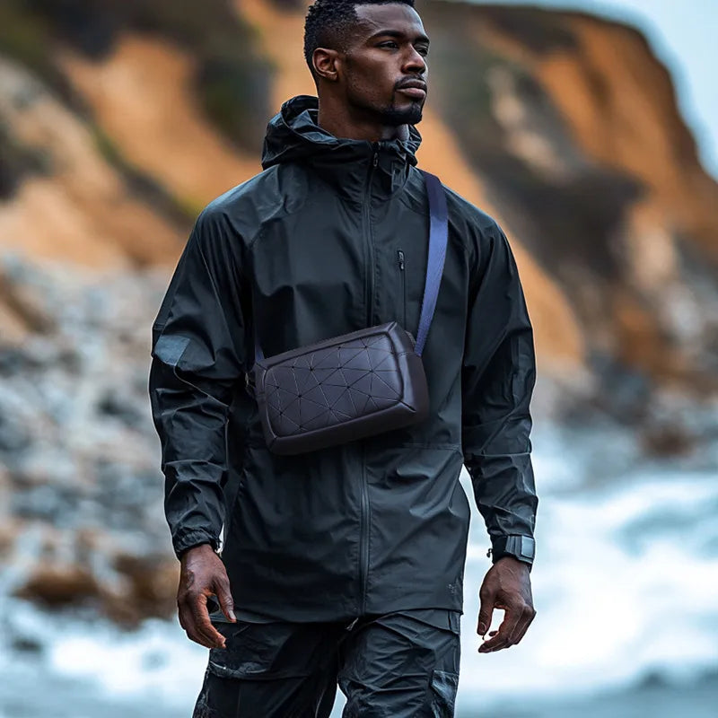Bolso cruzado de tela Oxford para hombre con detalle de costura - imagen 2