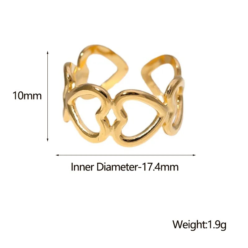 Anillo ajustable con forma de corazón y baño de oro 18K para mujer - imagen 9