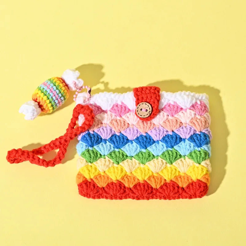 Monedero de estambre tejido a crochet con estampado de frutas, unisex - imagen 9