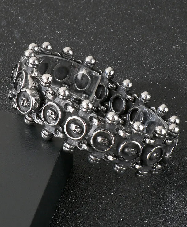 Pulsera de cadena en acero 304 con dije de calavera, hip-hop rock - imagen 5
