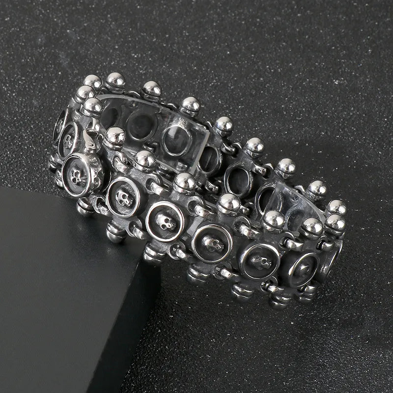 Pulsera de cadena en acero 304 con dije de calavera, hip-hop rock - imagen 5