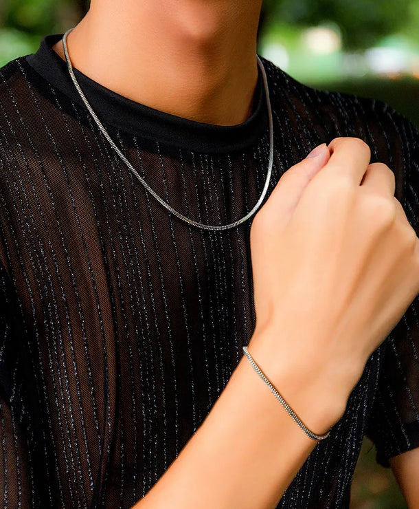 Set de collar y pulsera con cadena de cobre y diseño de serpiente, unisex