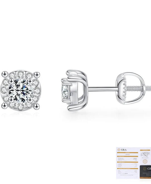 Aretes de botón de plata esterlina 925 con moissanita geométrica - imagen 10