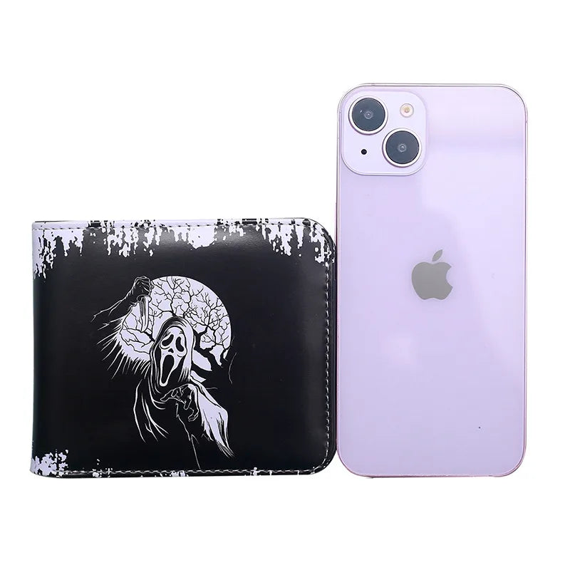 Cartera pequeña de PVC con diseño de letras y calavera, unisex - imagen 3
