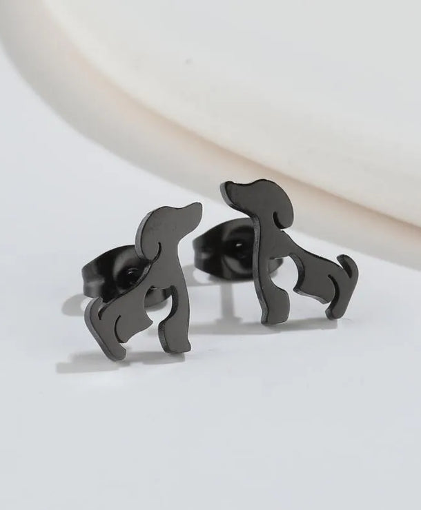 Aretes de botón de acero 304 con baño de oro 18K y diseño de animalitos - imagen 13