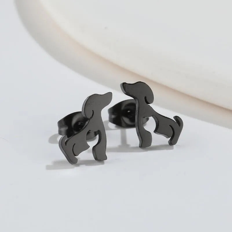 Aretes de botón de acero 304 con baño de oro 18K y diseño de animalitos - imagen 13