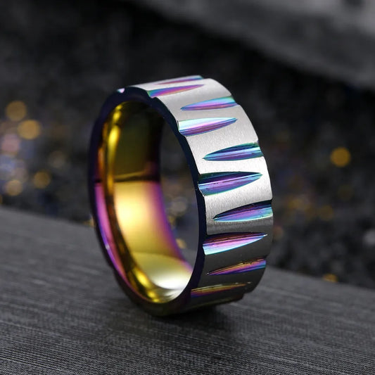 Anillos de acero 304 con baño de oro 18K y diseño geométrico - imagen 2
