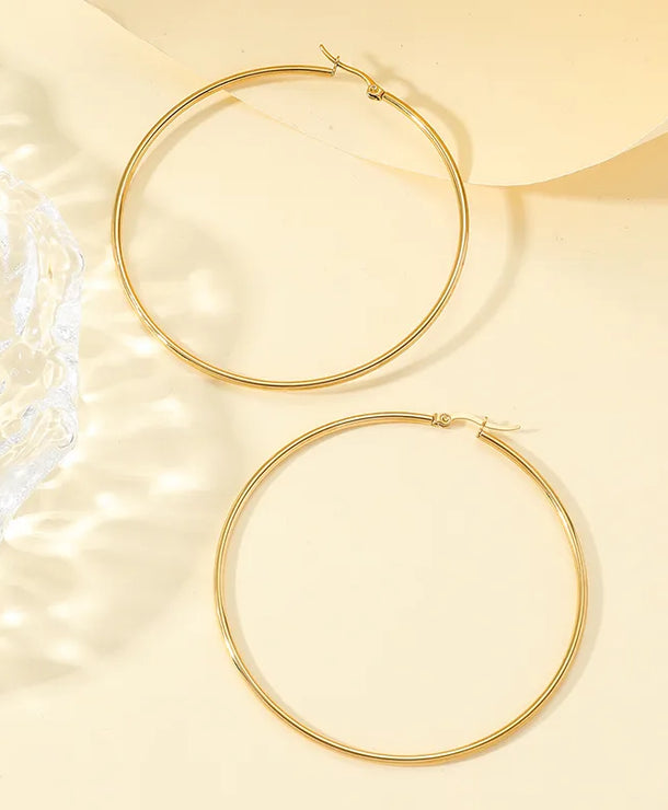 Aretes de acero con diseño de círculo y acabado pulido para mujer - imagen 4