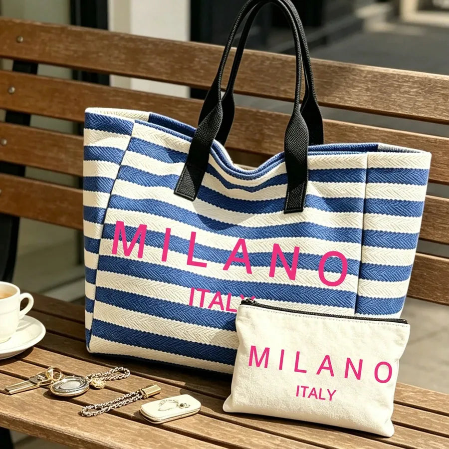 Cosmetiquera de poliéster con estampado de letras, portátil y unisex - imagen 9