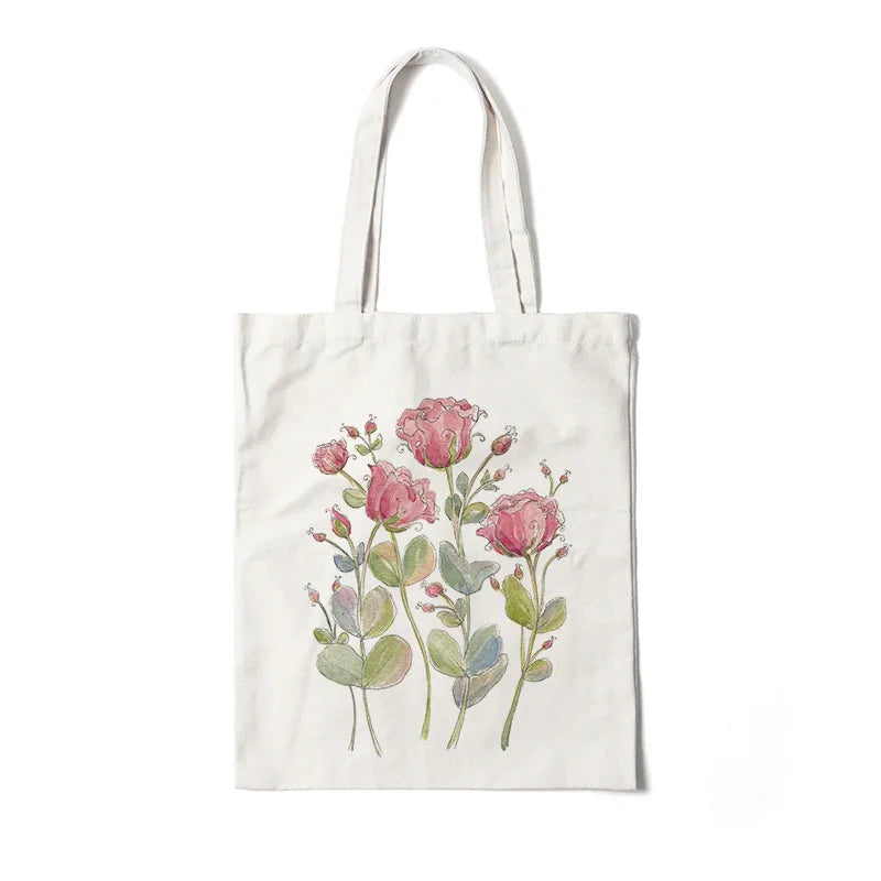 Bolso de lona con estampado de flores para mujer, diseño abierto - imagen 26
