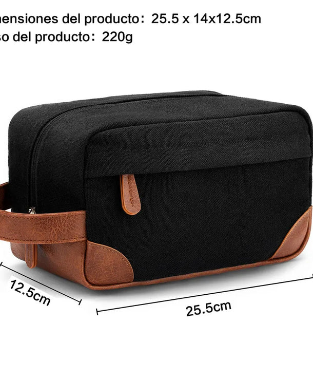 Cosmetiquera de lona para hombre en color liso, estilo clásico - imagen 4