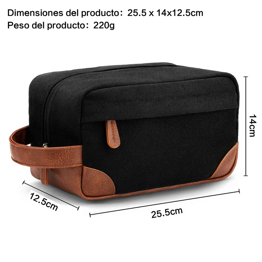Cosmetiquera de lona para hombre en color liso, estilo clásico - imagen 4