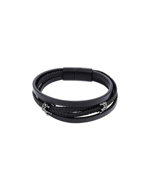 Pulsera de piel con dije de corona y broche magnético, unisex - imagen 5