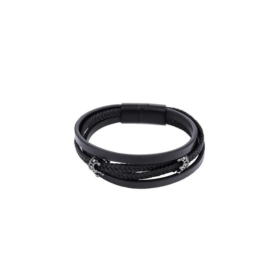 Pulsera de piel con dije de corona y broche magnético, unisex - imagen 5