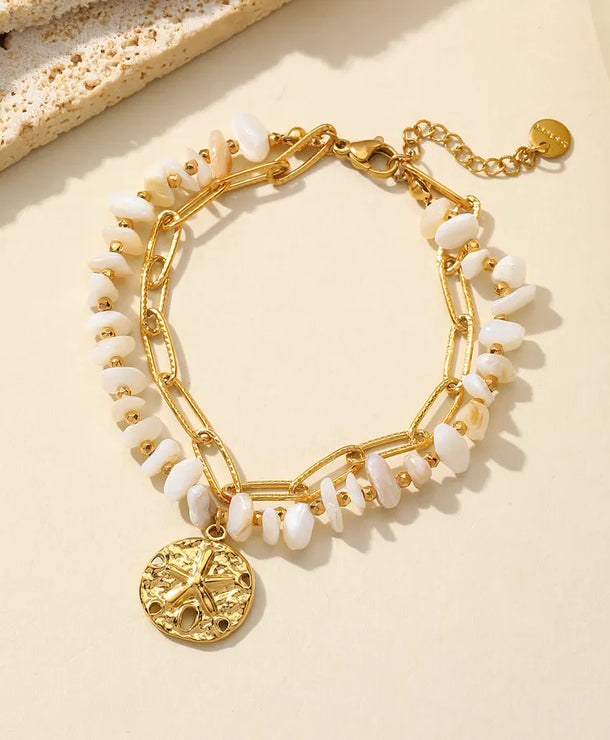 Pulsera de acero 304 con dijes de estrella de mar, corazón y concha - imagen 3