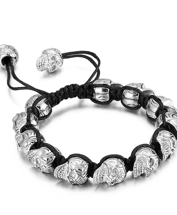 Pulsera de acero de titanio con dije de calavera, estilo retro - imagen 7