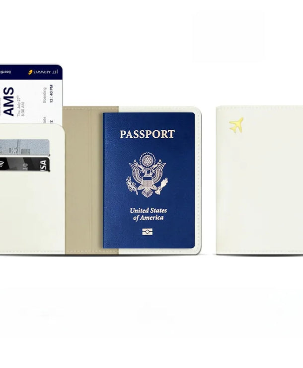 Portapasaportes unisex de piel sintética con diseño calado de avión - imagen 8