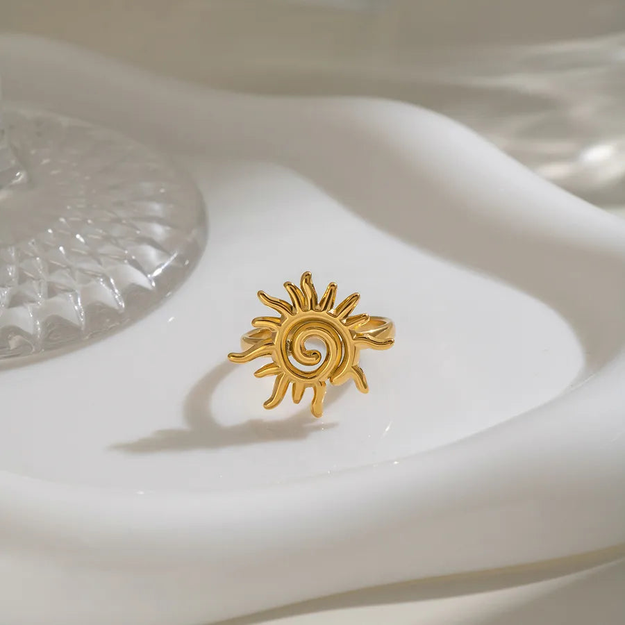 Anillo de acero inoxidable 304 con diseño de sol, hipoalergénico - imagen 4