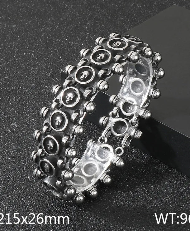 Pulsera de cadena en acero 304 con dije de calavera, hip-hop rock - imagen 13