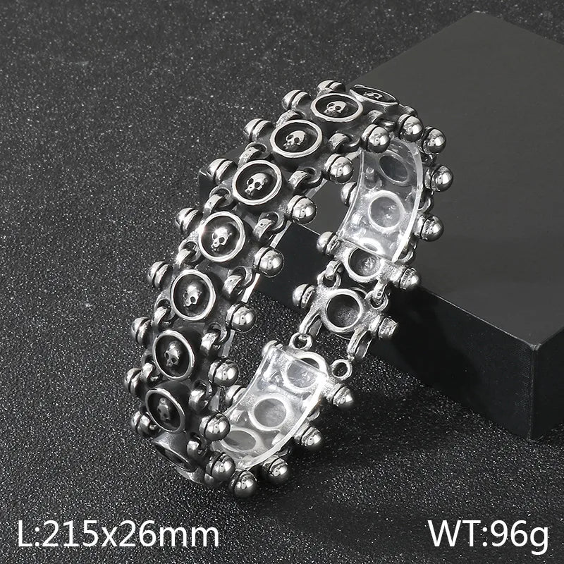 Pulsera de cadena en acero 304 con dije de calavera, hip-hop rock - imagen 13